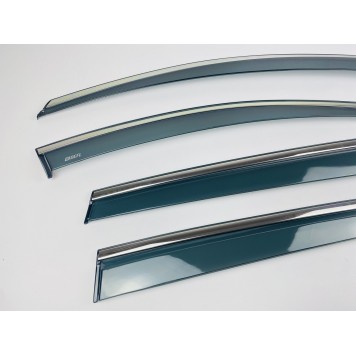 Дефлекторы окон Volvo XC60 2008-2018 с нерж. хром полоской-3